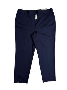 Talbots Slim Ankle Pants Womens 18 Navy Stretch Career Office Work Trousers NWT